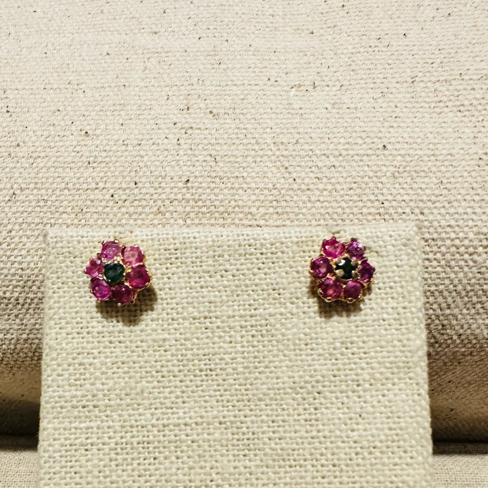 Indian Jewelry | Earrings | Ruby & Emerald Studs